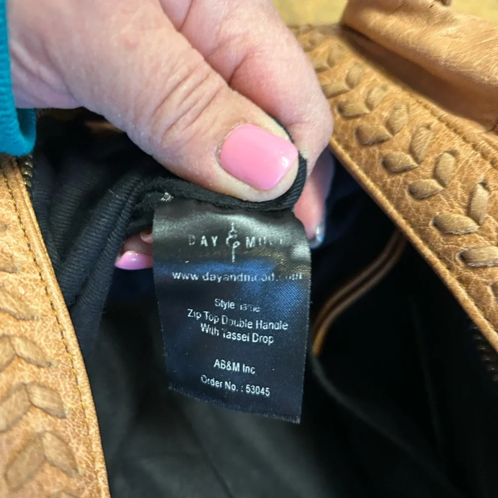 Day & Mood Tan Leather Convertible Hobo Bag